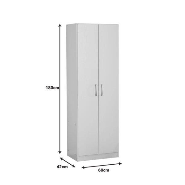 Ντουλάπα Jonar  δίφυλλη λευκό χρώμα μελαμίνης 60x42x180εκ