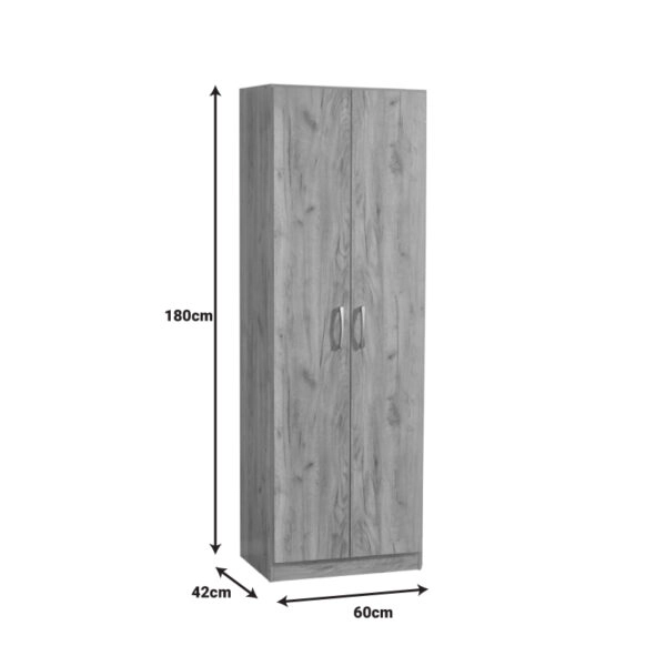 Ντουλάπα Jonar  δίφυλλη oak μελαμίνης 60x42x180εκ