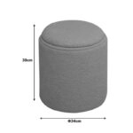 Σκαμπό-μπαούλο Batur  μπουκλέ ύφασμα σε χακί απόχρωση Φ34x38εκ