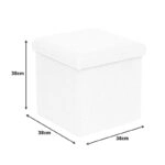 Σκαμπό-μπαούλο Crystal  μπουκλέ ύφασμα σε ivory απόχρωση 38x38x38εκ