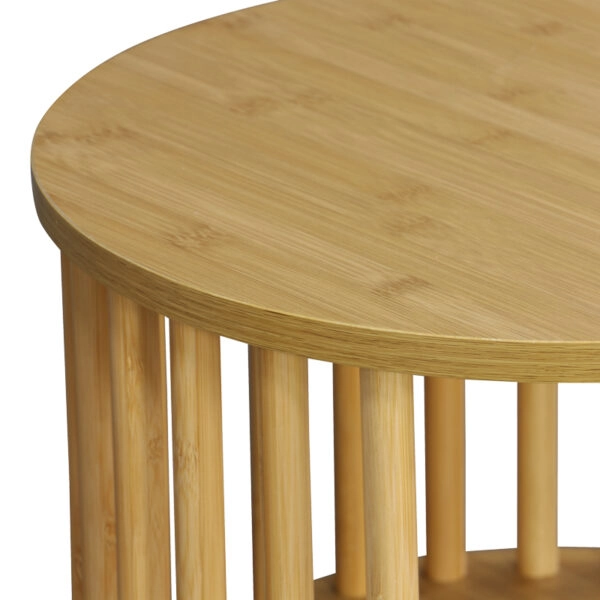 Κομοδίνο Nodial  MDF/Bamboo σε φυσική απόχρωση Φ40x40εκ