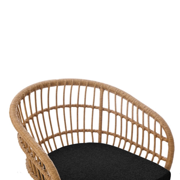 Πολυθρόνα Naoki  με μαξιλάρι pe rattan σε φυσική απόχρωση και μαύρα μεταλλικά πόδια 63x61x79εκ