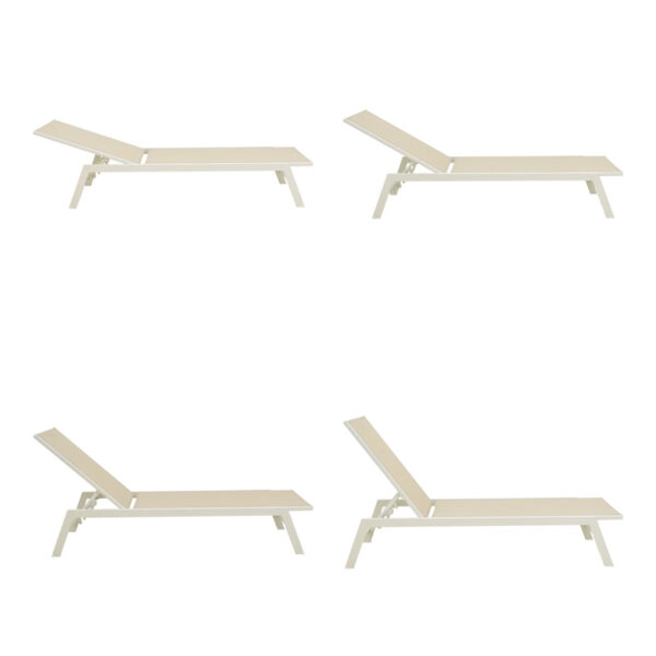 Ξαπλώστρα Boka  λευκό αλουμίνιο και textilene σε μπεζ απόχρωση 60x192x31εκ