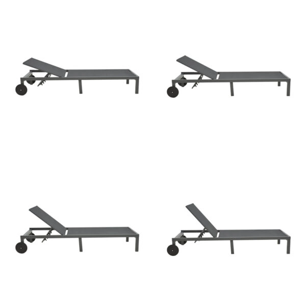 Ξαπλώστρα Mailo  ανθρακί αλουμίνιο και textilene σε μαύρη απόχρωση 71x206x30εκ