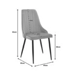 Καρέκλα Azori  γκρι-μπεζ βελούδο-πόδι μαύρο μέταλλο 49x55x85εκ