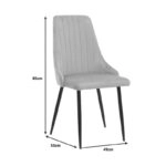 Καρέκλα Azori ανθρακί βελούδο-πόδι μαύρο μέταλλο 49x55x85εκ