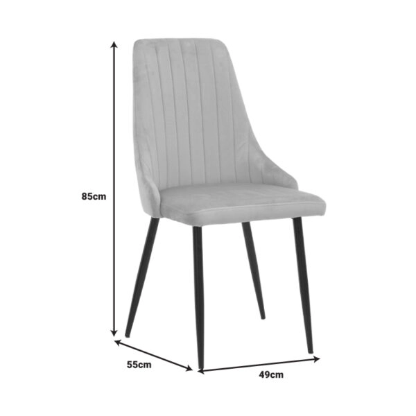 Καρέκλα Azori ανθρακί βελούδο-πόδι μαύρο μέταλλο 49x55x85εκ