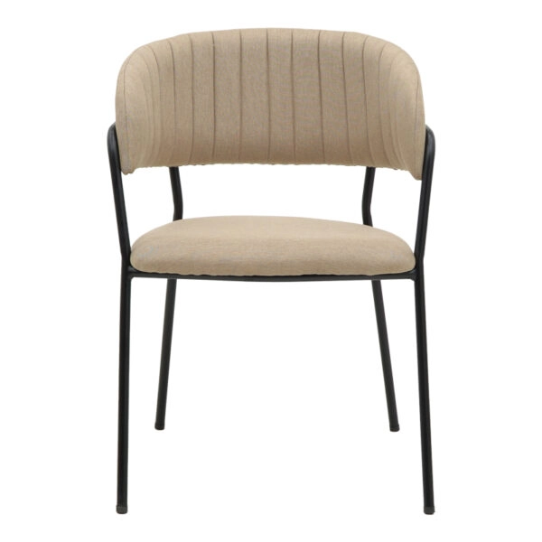 Καρέκλα Morel  μπεζ ύφασμα-πόδι μαύρο μέταλλο 55x55x76εκ