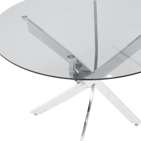 Τραπέζι Antoro  γυαλί και μεταλλικά πόδια σε απόχρωση χρωμίου Φ100x75εκ