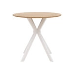 Τραπέζι Xuson  φυσικό mdf-πόδι λευκό μέταλλο Φ80x75εκ