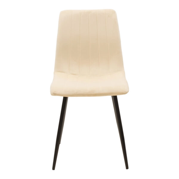 Καρέκλα Noor  μπεζ βελούδο με πόδι μετάλλου σε μαύρη απόχρωση 44x53x86εκ