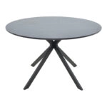 Τραπέζι Xuson  mdf σε μαύρο όψης μαρμάρου με πόδι μαύρο μέταλλο Φ120x75εκ