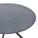 Τραπέζι Xuson  mdf σε μαύρο όψης μαρμάρου με πόδι μαύρο μέταλλο Φ120x75εκ