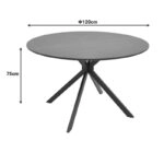 Τραπέζι Xuson  mdf σε μαύρο όψης μαρμάρου με πόδι μαύρο μέταλλο Φ120x75εκ