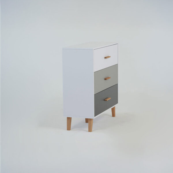 Συρταριέρα Timmy Λευκό-Γραφίτη-Γκρι 90x36x92cm