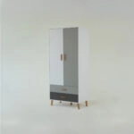 Ντουλάπα Timmy 2D2S Λευκό-Γραφίτη-Γκρι 90x50x199cm