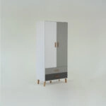 Ντουλάπα Timmy 2D2S Λευκό-Γραφίτη-Γκρι 90x50x199cm