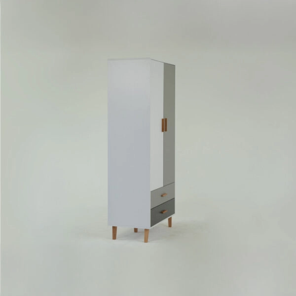 Ντουλάπα Timmy 2D2S Λευκό-Γραφίτη-Γκρι 90x50x199cm