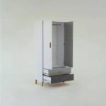 Ντουλάπα Timmy 2D2S Λευκό-Γραφίτη-Γκρι 90x50x199cm