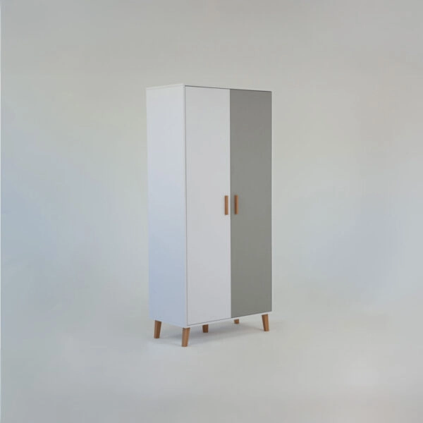 Ντουλάπα Timmy 2D Λευκό-Γραφίτη-Γκρι 90x50x199cm