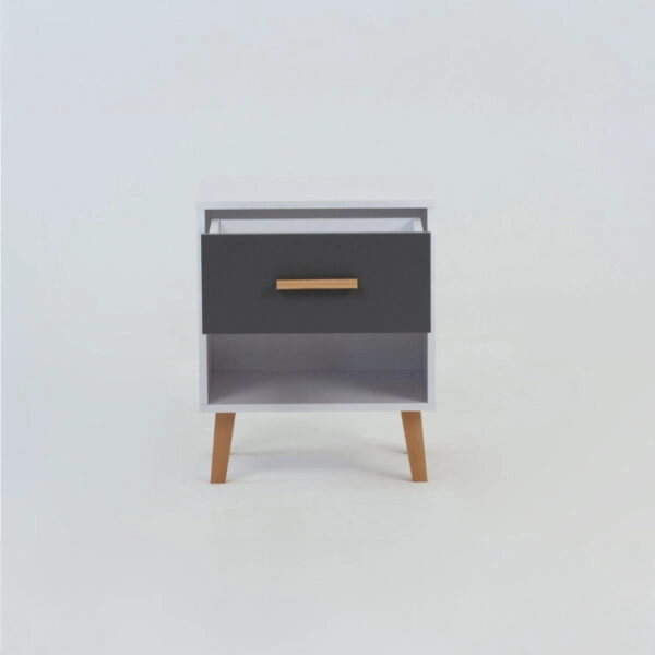 Κομοδίνο Timmy Λευκό-Γραφίτη-Γκρι 46.8x36x57.1cm