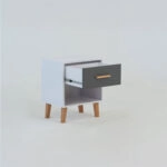 Κομοδίνο Timmy Λευκό-Γραφίτη-Γκρι 46.8x36x57.1cm