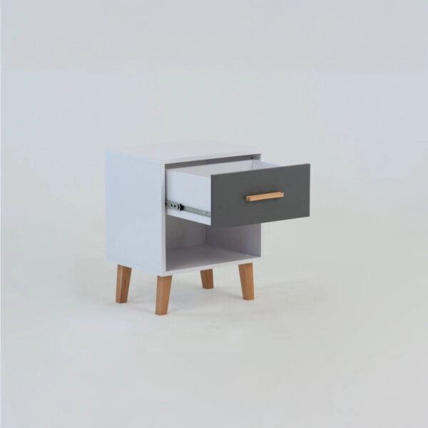 Κομοδίνο Timmy Λευκό-Γραφίτη-Γκρι 46.8x36x57.1cm