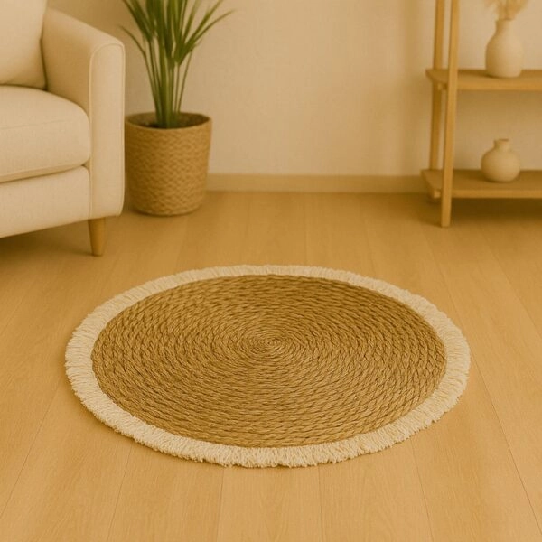 Χαλί Derzie Inart φυσικό σχοινί Φ120x2εκ