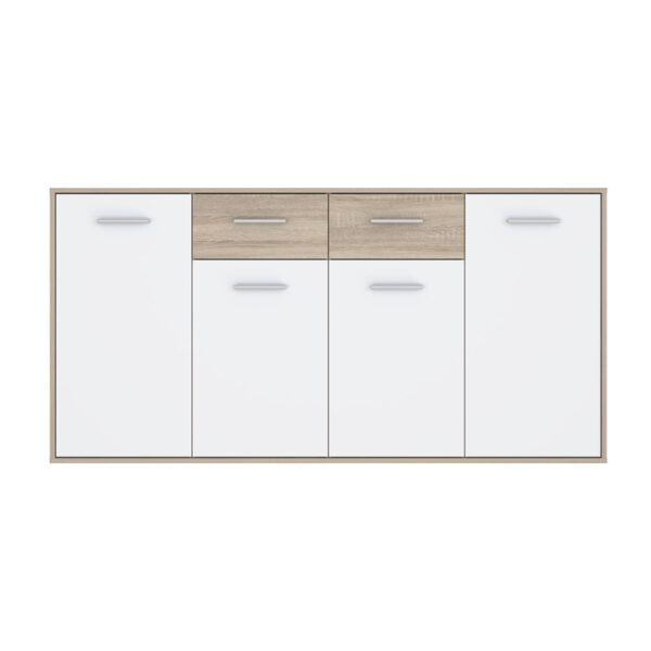 Μπουφές Drepen  μελαμίνη σε λευκό και sonoma χρώμα 162.3x34.2x81.7εκ