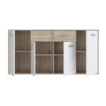 Μπουφές Drepen  μελαμίνη σε λευκό και sonoma χρώμα 162.3x34.2x81.7εκ