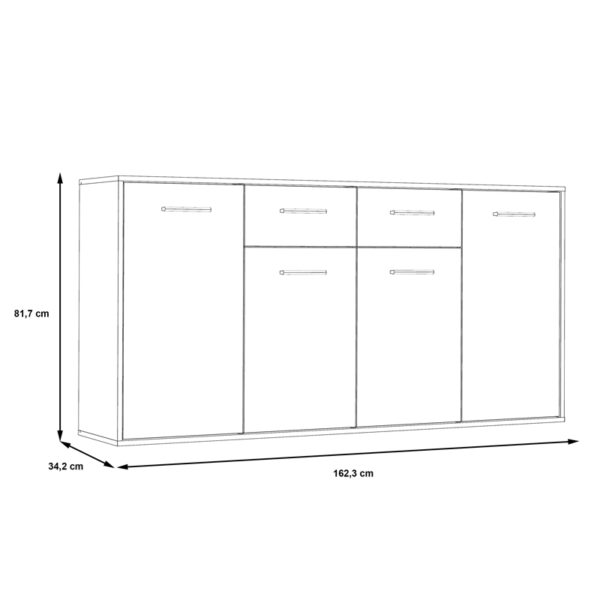 Μπουφές Drepen  μελαμίνη σε λευκό και sonoma χρώμα 162.3x34.2x81.7εκ