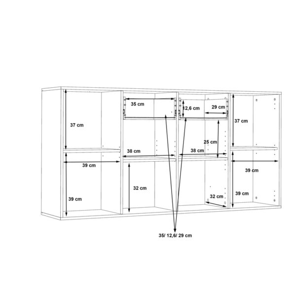 Μπουφές Drepen  μελαμίνη σε λευκό και sonoma χρώμα 162.3x34.2x81.7εκ