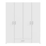 Ντουλάπα ανοιγόμενη τετράφυλλη Generiale μελαμίνης λευκή με 3 ράφια γκρι 159x54.5x190.5εκ