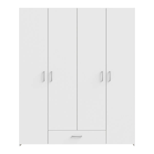 Ντουλάπα ανοιγόμενη τετράφυλλη Generiale μελαμίνης λευκή με 3 ράφια γκρι 159x54.5x190.5εκ