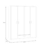 Ντουλάπα ανοιγόμενη τετράφυλλη Generiale μελαμίνης λευκή με 3 ράφια γκρι 159x54.5x190.5εκ
