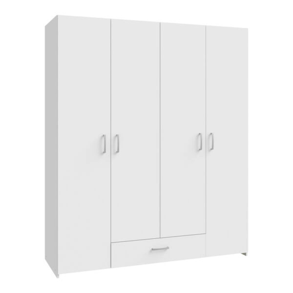 Ντουλάπα ανοιγόμενη τετράφυλλη Generiale μελαμίνης λευκή με 3 ράφια γκρι 159x54.5x190.5εκ