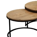 Τραπέζια σαλονιού Solme  σετ 2τεμ φυσικό μελαμίνης-μαύρο μέταλλο