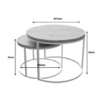 Τραπέζια σαλονιού Solme σετ 2τεμ λευκό μέταλλο και μελαμίνη σε φυσική απόχρωση