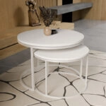 Τραπέζια σαλονιού Solme  σετ 2τεμ μέταλλο και μελαμίνη σε λευκή απόχρωση