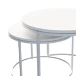 Τραπέζια σαλονιού Solme  σετ 2τεμ μέταλλο και μελαμίνη σε λευκή απόχρωση