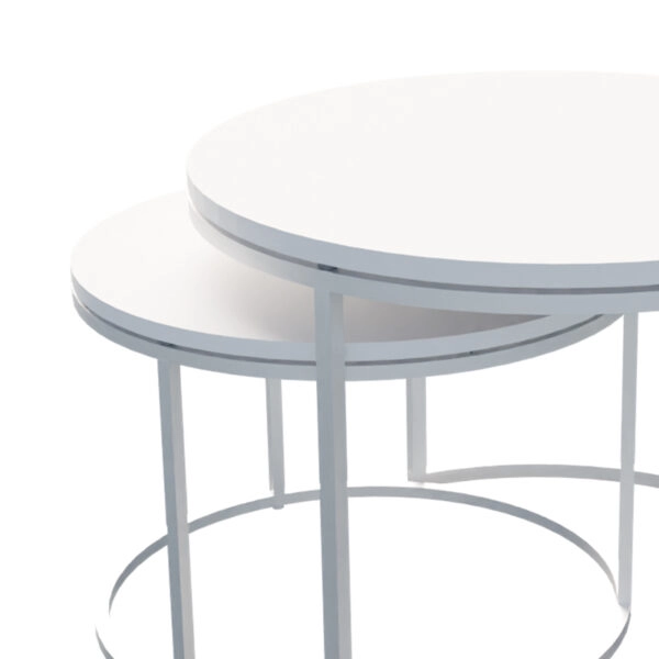 Τραπέζια σαλονιού Solme  σετ 2τεμ μέταλλο και μελαμίνη σε λευκή απόχρωση