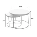 Τραπέζια σαλονιού Solme  σετ 2τεμ μέταλλο και μελαμίνη σε λευκή απόχρωση