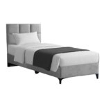 Κρεβάτι Melei  ύφασμα σε γκρι απόχρωση 90x200εκ