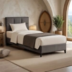 Κρεβάτι Melei  ύφασμα σε ανθρακί απόχρωση 90x200εκ