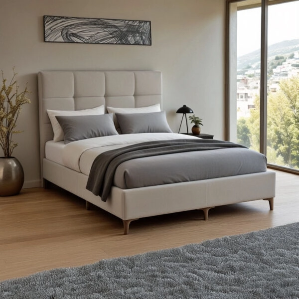 Κρεβάτι Melei  ύφασμα σε γκρι απόχρωση 160x200εκ
