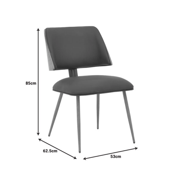 Καρέκλα Ubane μαύρο pu-πόδι καρυδί μέταλλο 53x62.5x85εκ