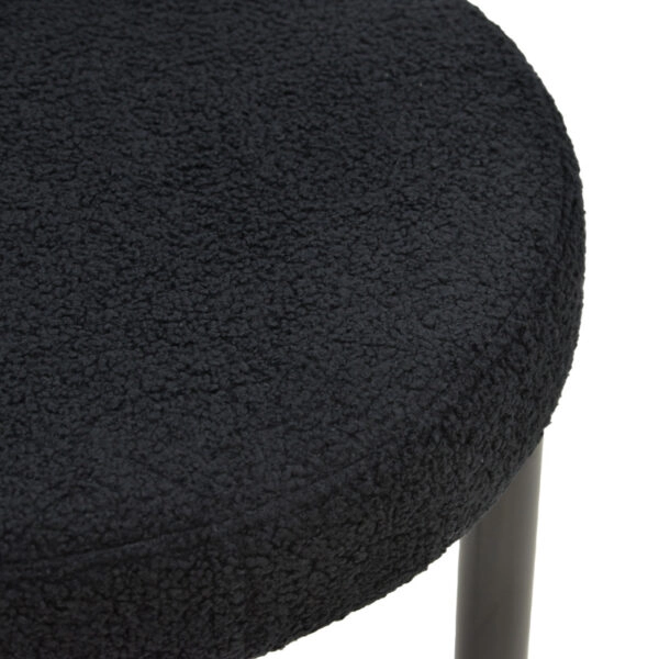 Καρέκλα Fenza  μαύρο μπουκλέ ύφασμα-πόδι ξύλο οξιάς σε μαύρη απόχρωση 60x54x75εκ