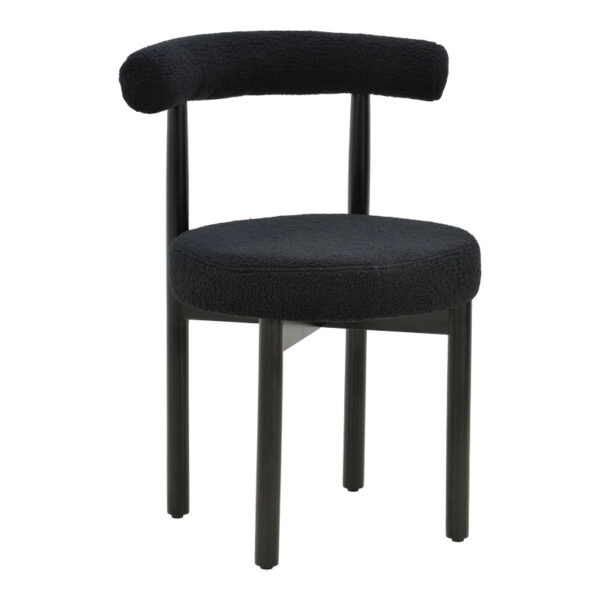 Καρέκλα Fenza  μαύρο μπουκλέ ύφασμα-πόδι ξύλο οξιάς σε μαύρη απόχρωση 60x54x75εκ