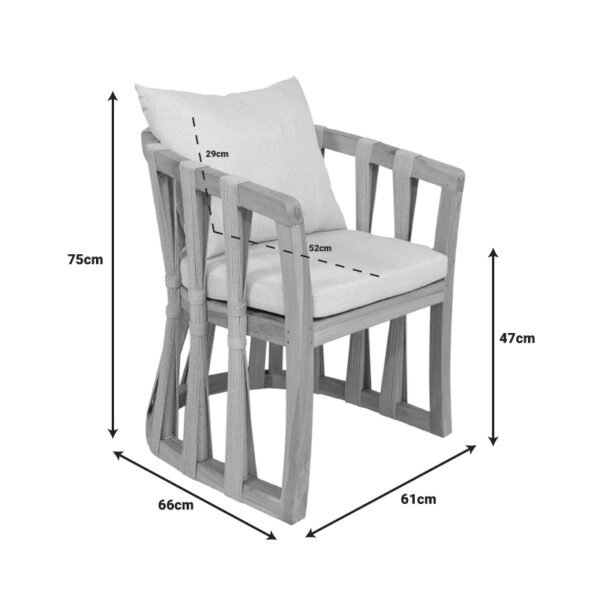 Πολυθρόνα Morani σκελετός teak ξύλο και ύφασμα σε φυσική απόχρωση 58x66x75εκ