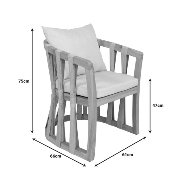 Πολυθρόνα Morani σκελετός teak ξύλο και ύφασμα σε φυσική απόχρωση 58x66x75εκ